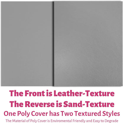 Binditek 50 Pack 16 Mil Leather Textured Polycovers - Binding Presentation Covers for Business Reports and Proposals 8-1/2 x 11 Inches, Grey Color, for Students and Coworkers