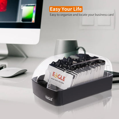 Eagle Business Card Box, Push-Button,Storage up to 350 Cards
