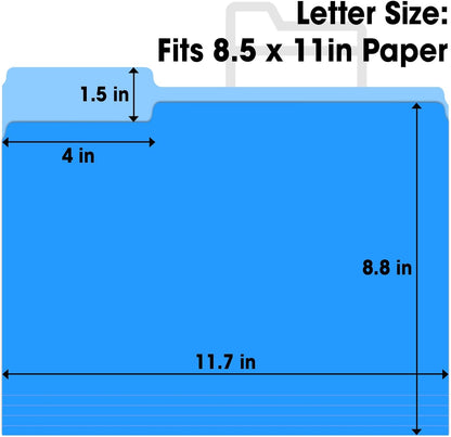 32 Pack Colored File Folders 8.5 x 11 Inch, 1/3 Cut Tab File Folders Letter Size, Assorted 8 Colors Filing Folder for Office School Business