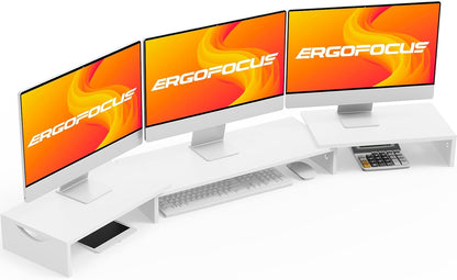 Triple Monitor Stand Riser, Extra Long Monitor Lift for 3 Monitors, Dual Monitor Stand with Length and Angle Adjustable