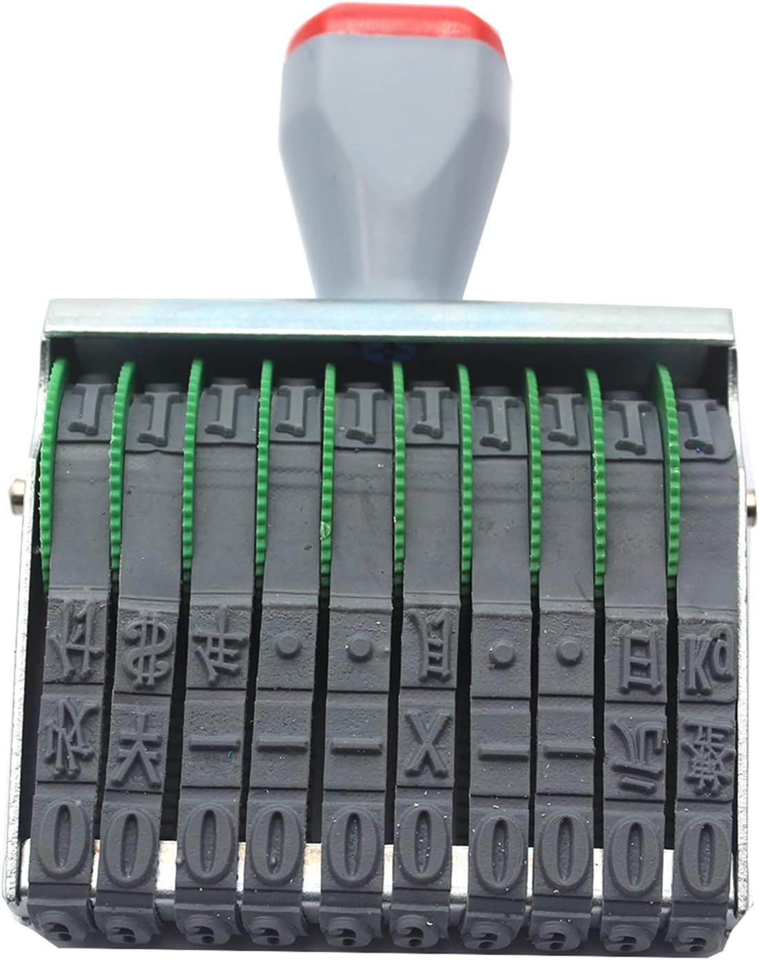 Business Stamps,ZENG 10 Digit Changeable 0-9 Numbers and Symbol Numbering Stamp,Date Stamp,Rubber Stamp,Ink Stamps,Imprint Size 67 x 7 mm-Gray Red Multicolor Blend