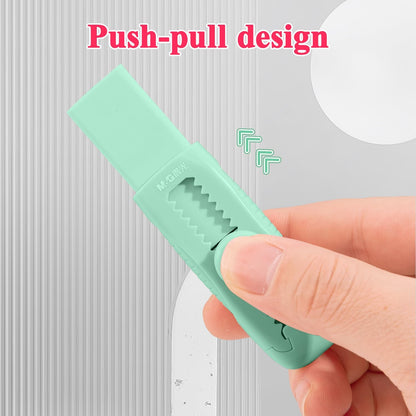 M&G 4+1 Pack Rubber Erasers Sliding Retractable Eraser, Soft Cute Erasers Push Pull Large Pencil Eraser with Plastic Sleeve 4 Refill Eraser for Students Kids, School Office Home Supplies (Green)