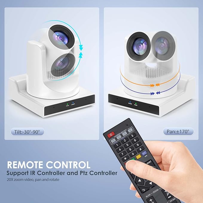 PTZ Camera,20X HDMI PTZ Camera with Optical Zoom Video Camera Support SDI POE with IP Live Streaming, Simultaneous 3G-SDI and USB Output for Conferences, Church, Teaching