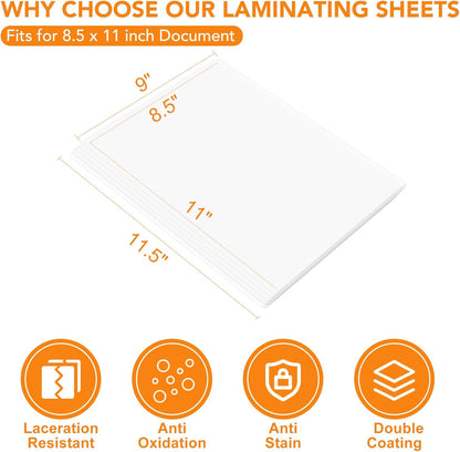 CAREGY Thermal Laminating Pouches, 300 Pack Laminating Sheets, 3 Mil, 9 x 11.5 Inches Lamination Sheet Paper for Laminator, Clear, Letter Size, Office and School Supplies