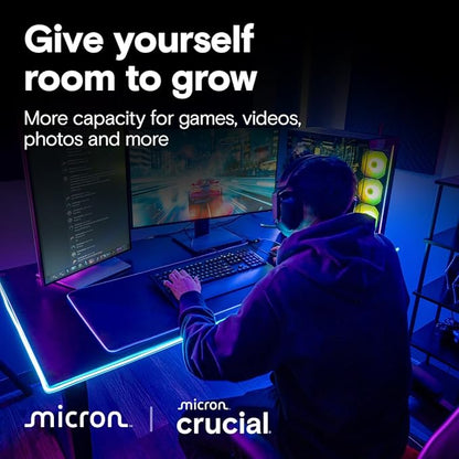 Crucial T710 PCIe Gen5 NVMe 1TB SSD, Up to 14,900 MB/s, Laptop & Desktop Compatible (PC), for Creatives and Hardcore Gamers, Solid State Drive, Includes 1Mo Adobe CC – CT1000T710SSD8-01