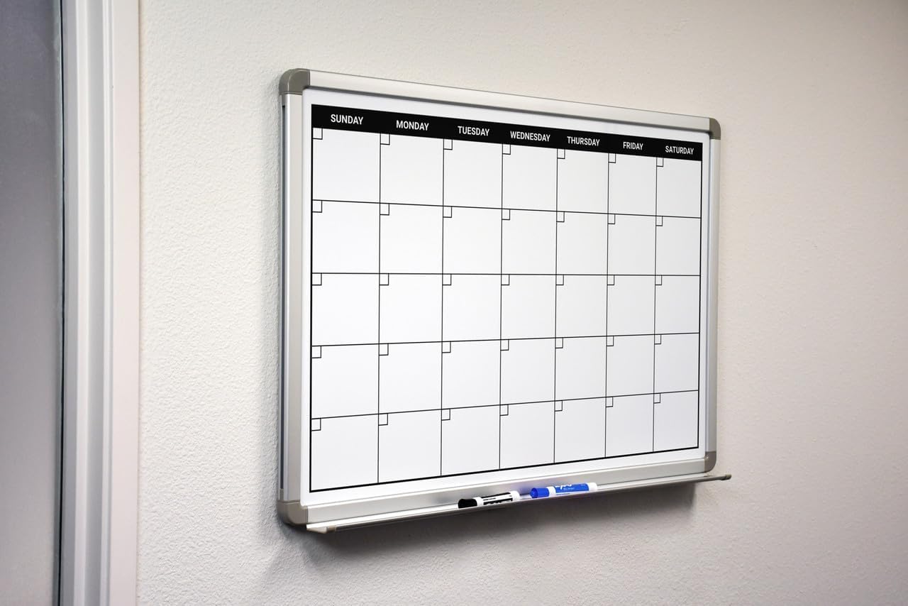 Month Calendar Dry-Erase Scheduling Whiteboard 60" x 40"