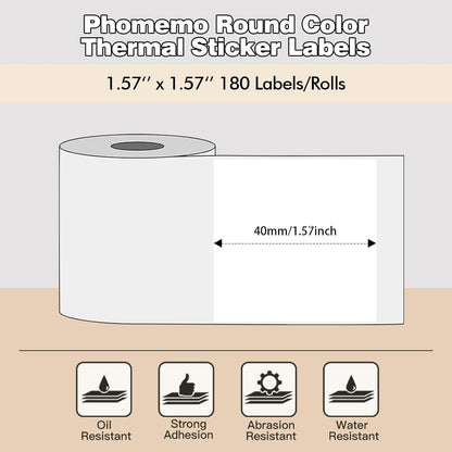 3 Rolls Phomemo Thermal Labels- 1.57''x 1.57'' Sticker Label Compatible for Phomemo M110/M220/M108/M250/M120/M150/M260 Thermal Printer, for Barcode, Address, Mailing, Black on White
