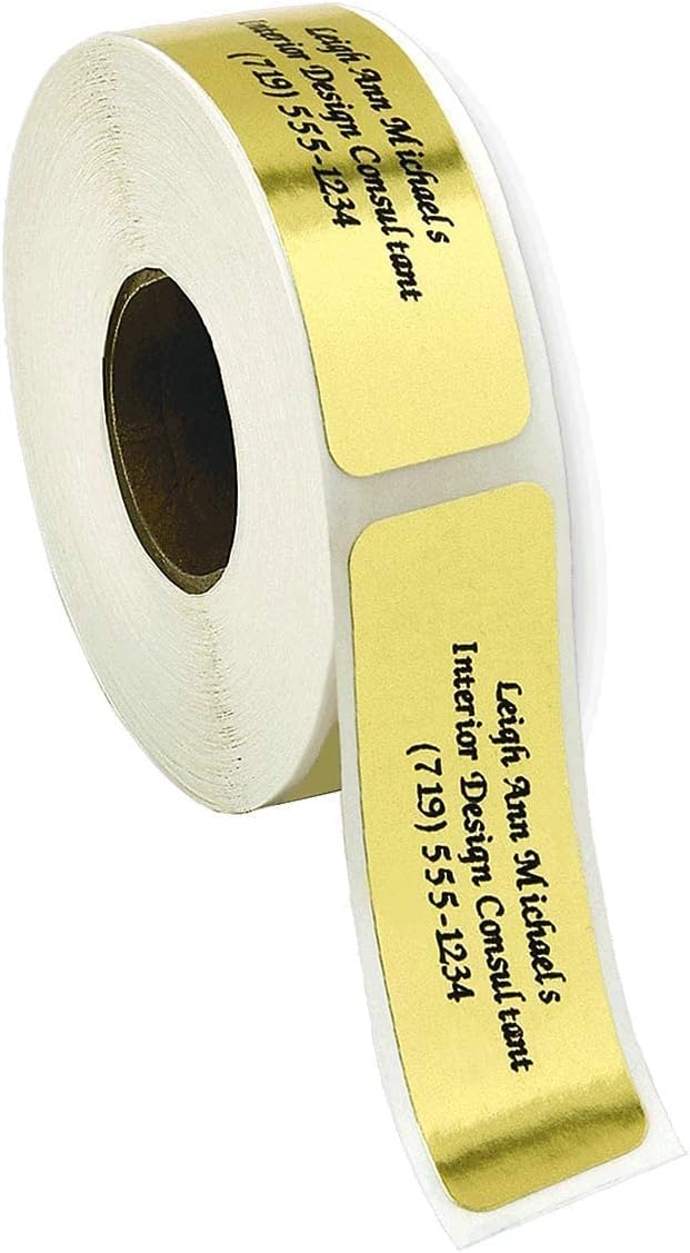 Personalized Return Address Labels, Roll of 500 Gold Foil Self-Adhesive Labels Without Dispenser, Customize with Name & Shipping Address, Colorful Images