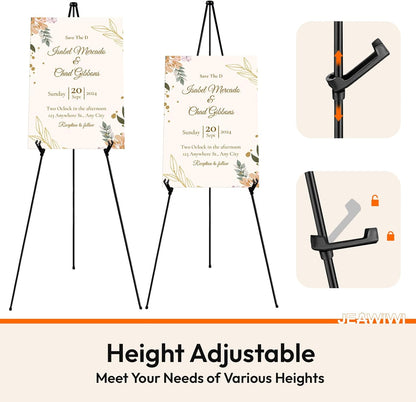 4PCS Black Easel Stand for Wedding Sign Stand, 66 Inch Adjustable Metal Easels for Display, Portable Folding Easel for Wedding, Display Show, Arts, Poster with Portable Bags