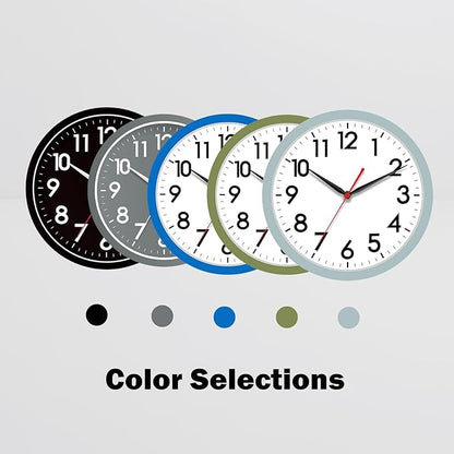 AKCISOT Wall Clock, Modern Small Wall Clocks Battery Operated 10 Inch, Silent Non-Ticking Analog Classic for Office, Home, Bathroom, Kitchen, Bedroom, School(Blue Gray)