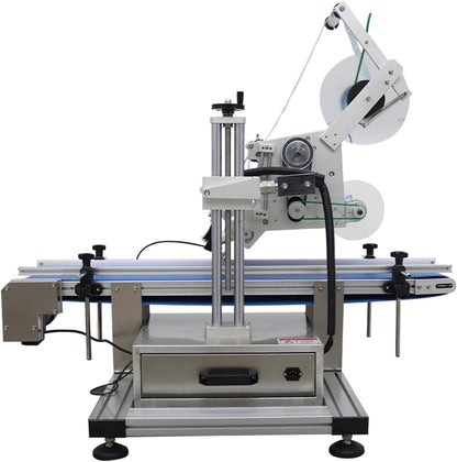 INTSUPERMAI Automatic Desktop Conveyor Table Plate Labeling Machine Desktop Flat Labeling Machine Automatic Flat Surface Labler Applicator with Conveyor Belt 110V