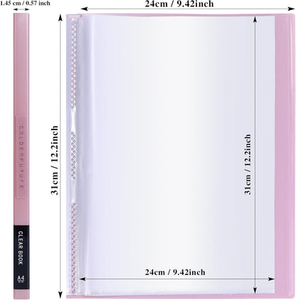 Tuhangcc Binder with Plastic Sleeves 8.5x11 20-Pocket- Heavy Duty Art Portfolio Folder with Clear Sheet Protectors,Displays 40Pages, Presentation Book for Artwork, Document Organizer(Pink)