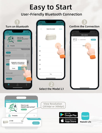 Makeid L1 HD Label Maker Machine with Tape - Portable & Rechargeable Label Makers Compatible with 9 12 16mm Waterproof Tape - Mini Bluetooth Labeler for Organizing Office Home School - 300DPI