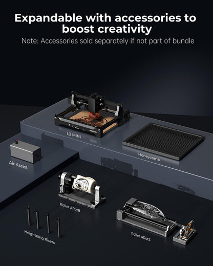 Laser Cutter and Engraver Machine, Woxcker L2 Mini 10W High-Precision No Need Installation for Metal, Wood, Acrylic, Leather, Glass Support Expansion Module (Class 1 Output Wattage: 10000 mW)