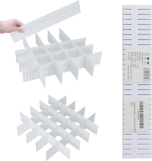 ALBAD Plastic Drawer Dividers Adjustable Drawer Organizer Dividers Separator for Tidying Clutter/Cutlery/Underwear/Socks/Clothes/Dresses/Boxes/Bins in Kitchen Bathroom Bedroom Office
