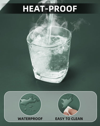 Leather Desk Pad Protector, Large Mat, Mouse Pad, Non-Slip PU Leather Blotter, Cover for Keyboard and Mouse, Office & Home (Dark Green, 48" x 17")