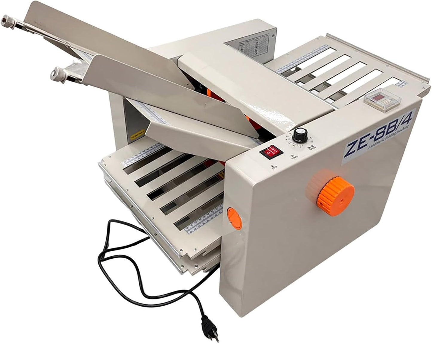 Automatic Paper Folding Machine Digital Electric Document Folder Electronic Counter with 4 Folding Plates 262ft/min Z-Fold, Half-fold, Letter Fold for Manuals Document