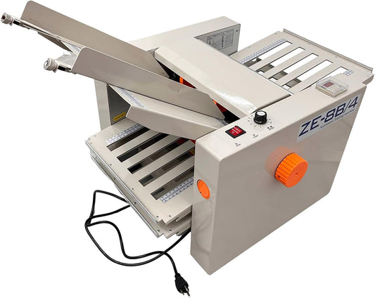 Automatic Paper Folding Machine Digital Electric Document Folder Electronic Counter with 4 Folding Plates 262ft/min Z-Fold, Half-fold, Letter Fold for Manuals Document