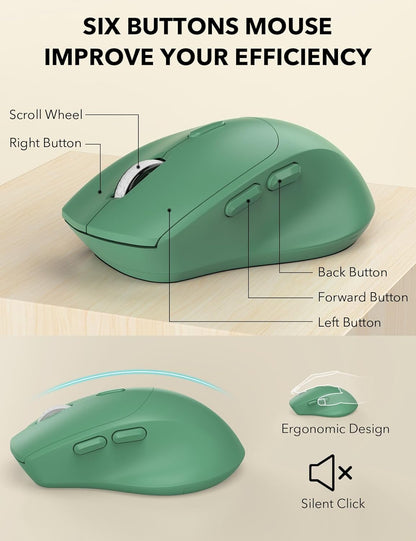 Wireless Keyboard and Mouse Combo - Full-Sized Ergonomic Keyboards with Wrist Rest, Phone Holder, Sleep Mode, Silent 2.4GHz Cordless Combo for Computer, Laptop, PC, Mac, Windows -Trueque