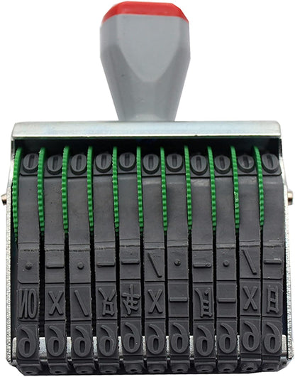 ZENG 11 Line Changeable Numbers 0-9 & Symbol Rubber Stamp, Fit for Date,Business Office & School Supplies, Imprint Size 68 x 7 mm, Multicolor