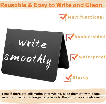 20 Pack Mini Chalkboard Signs Food Labels for Party Buffet, Reusable Small Chalk Boards for Birthday Bakery Wedding Table Signs Food Tags Place Cards with 12 Markers, 32 Blackboard Stickers