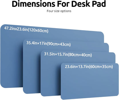 YSAGi Leather Desk Protector, Office Mat, Large Mouse Mat, Non-Slip PU Leather Blotter, Laptop Desk Mat, Waterproof Writing Pad for Office and Home (Sea Blue, 47.2" x 23.6")