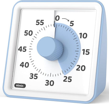 LIORQUE Visual Timer for Kids, 60-Minute Countdown Timers for Classroom Office Kitchen with Silent Operation, Kids Timer for Teaching (Batteries Included)