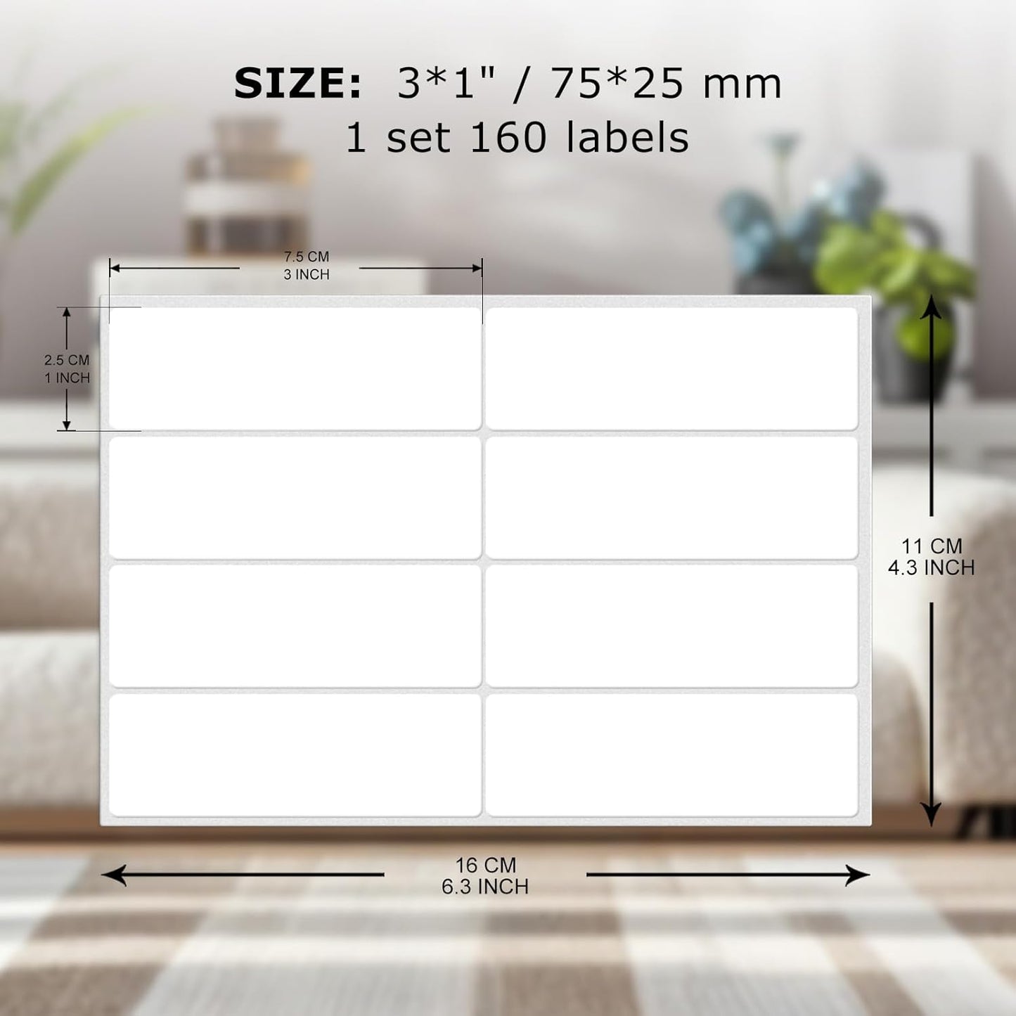 Colored Labels Stickers 3×1 Inch Rectangle Vinyl White Sticker Removable Assorted Color Coding Name Tag for File Folder Classroom Office Inventory Marking 160 PCS