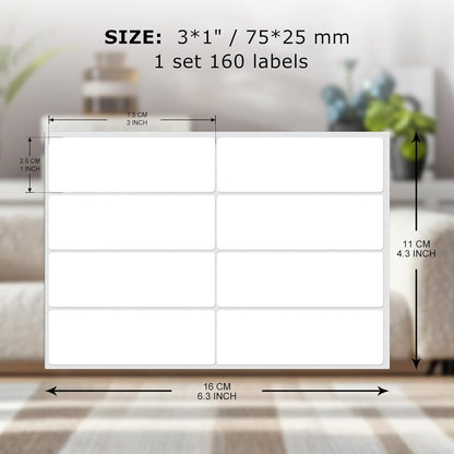 Colored Labels Stickers 3×1 Inch Rectangle Vinyl White Sticker Removable Assorted Color Coding Name Tag for File Folder Classroom Office Inventory Marking 160 PCS