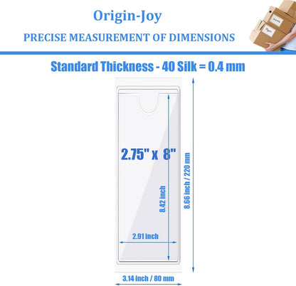 Origin-Joy 35 PCS Self Adhesive Index Card Pockets with Top Open, Clear Plastic Label Holder for Cards of Note, Library and Business, Adhesive Label Pockets & Card Holder (2.75 x 8 inch)
