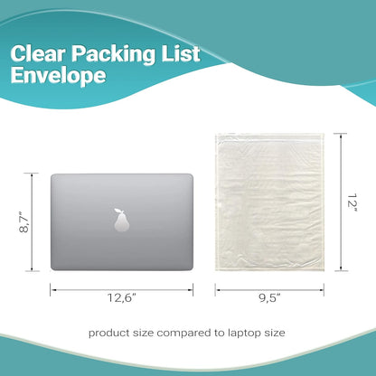 APQ Clear Top Loading Packing List Envelopes, 9.5 x 12 Inches. 500 Pack Packing Slip Envelope Pouches. Self-Seal Plastic Shipping Label Pouches. Durable Packing List Mailing Envelopes for Documents