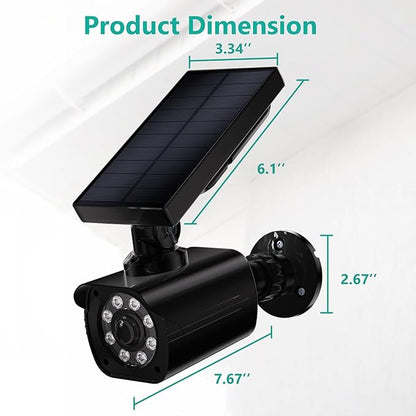 WALI Dummy Fake Camera, Security Camera with Motion Sensor Flood Light, Simulated Surveillance Security CCTV Dome Camera Indoor Outdoor (TCB2-SOL), 2 Packs, Black-Solar