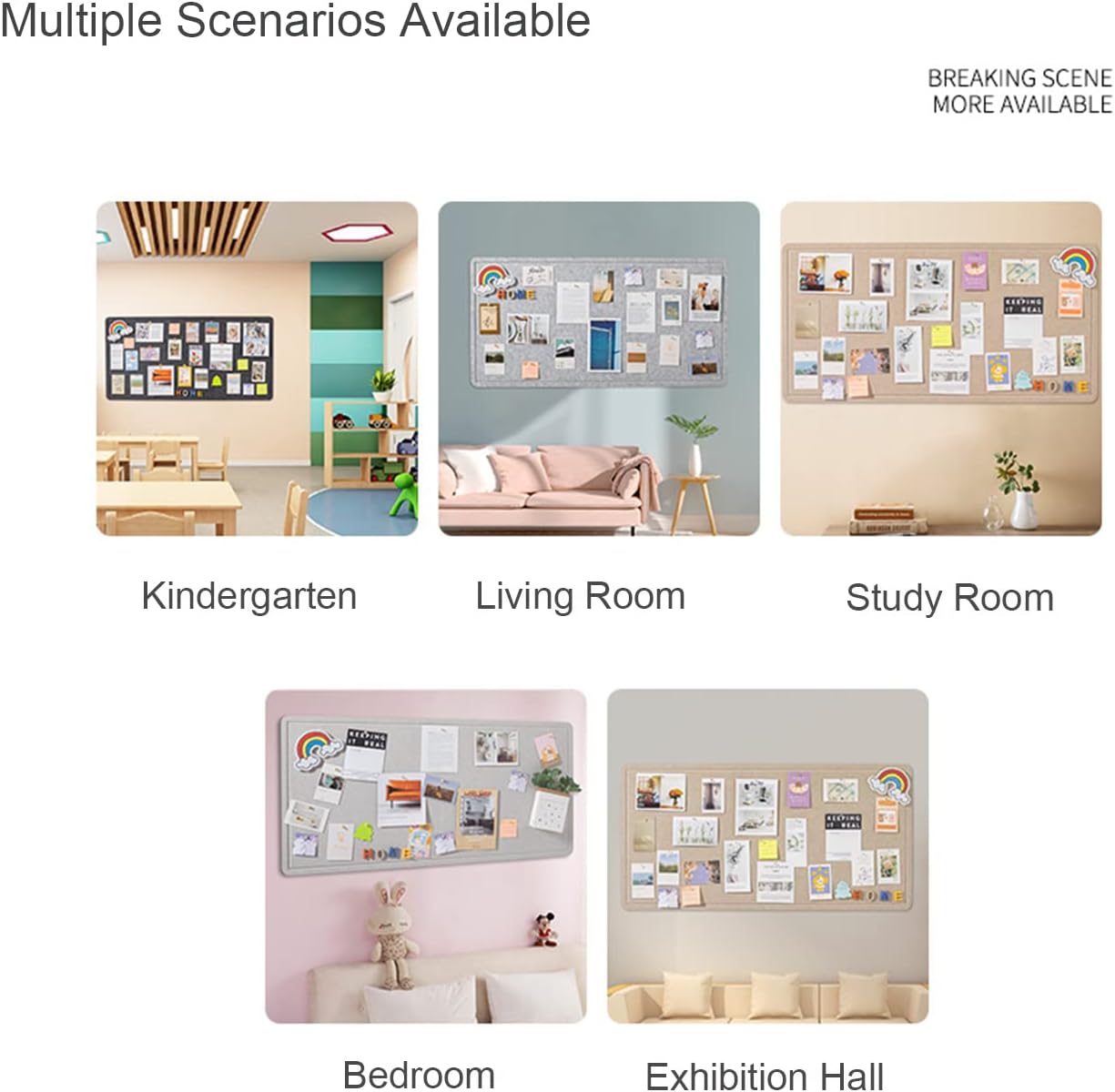 Large Bulletin Board, Foldable 60x36 Inches Cork Board Alternative, Large Felt Board Decorative Pin Board for Wall, Foldable Photo Board Self-Adhesive Vision Board with 36 Pushpins Dark Blue