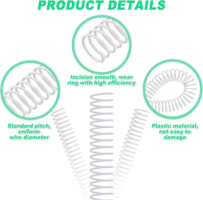 Leinuosen 120 Pack Plastic Spiral Binding Coils Kit Spirals Multi Size Coils for Binding Binder Combs Spines(1/4 5/16 3/8 1/2 5/8 3/4 Inch,White)