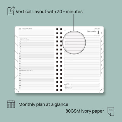 POPRUN Academic Daily Planner 2025-2026 One Page A Day - [5.75" x 8.5"- Spiral Hard Cover], Appointment Book (July 2025 - June 2026) with Monthly Calendar - Orange