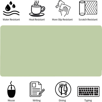Bloss Green Desk Mat, Mouse Pad, Waterproof Leather Desk Pad, Desk Matt for Desktop, Non-Slip Desk Pad Mat for Office Work/Home (27.6 x 13.8 Inches)