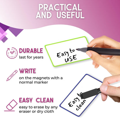 Availey 32 Pieces (3 x 5") - Colored Border Magnetic Dry Erase Labels - Reusable Strips for Classroom Home Office Garage Refrigerator Blank Writable Erasable Cards Name Tags Students Locker Shelf