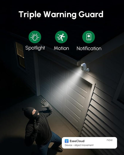 2K/4MP Wireless Solar Security Camera Outdoor, Battery Powered with Solar Panel, 5GHz & 2.4GHz WiFi, Color Night Vision, PIR Motion Alerts, APP Remote View, Use Solo or Add to 4CH Kit
