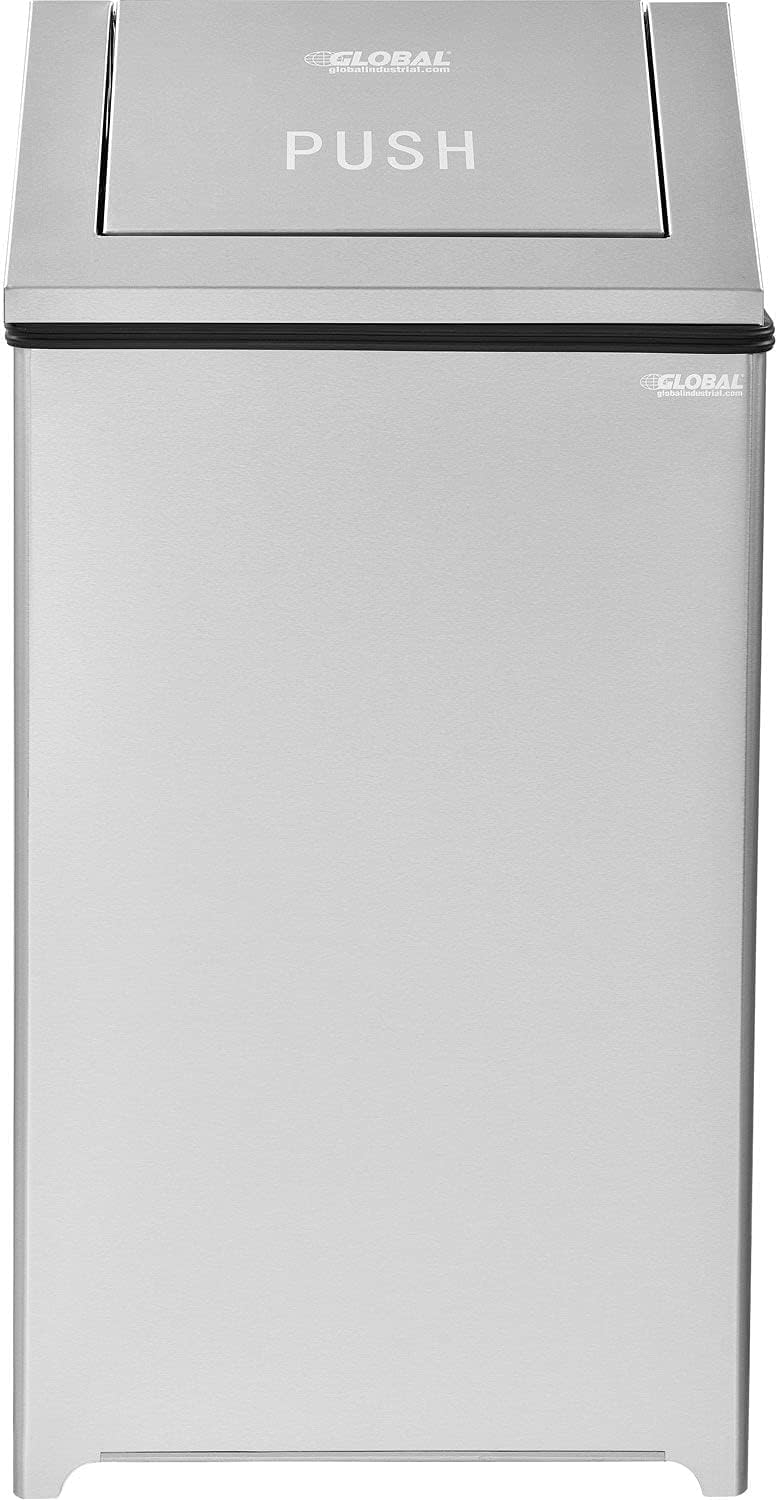 Global Industrial 40 Gallon Stainless Steel Swing Top Receptacle