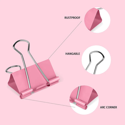 18 Pcs Extra Large Binder Clips 2 inch Length, Colorful Big Paper Clips for Office