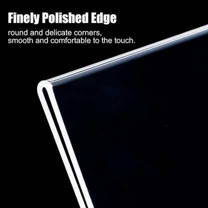 6pack 8.5x11 Acrylic, L Shape Clear Plastic, Menu Holder, Unbreakable Table sign holder for Restaurant, Office, School, Store and Home Use