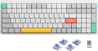 nuphy Air96 V2 Wireless Mechanical Keyboard,100 Keys Gaming Keyboard,Supports Bluetooth 5.1,2.4G and Wired Connection,for PC/Laptop/Windows/Mac -White Gateron Wisteria Switch