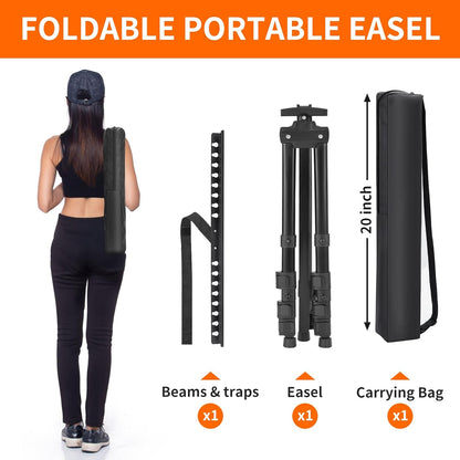 Easel Stand for Sign, Adjuastable Travel Art Canvas Holder with Portable Bag, Metal Tripod Poster Holder Stand Height from 17 to 66 inches, Black