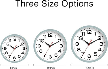 Wall Clock Silent Non-Ticking Modern Clock Battery Operated 12 Inch Small Classic Analog Decorative for Kitchen, Bathroom, Office, Bedroom, Home(Blue Gray)