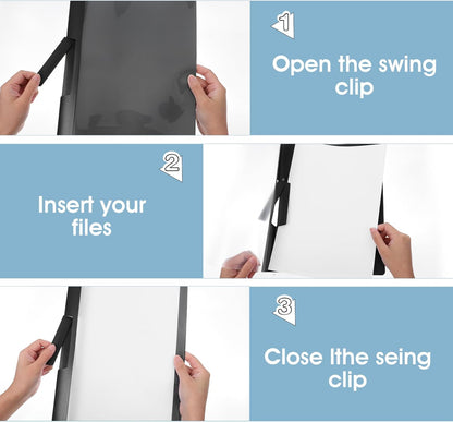 30 Pack Clear Report Covers with Clip Presentation Folders Transparent Front Cover Portfolio Folder Resume Folder Interview Report Folders for Letter Size (11.4 x 9 Inch)