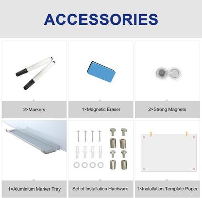 Glass Magnetic White Board - 48 x36 Inches Frameless Dry Erase Whiteboard for Wall, Writing Board for Meeting, Wall Mounted Glass Board for Office and Schools