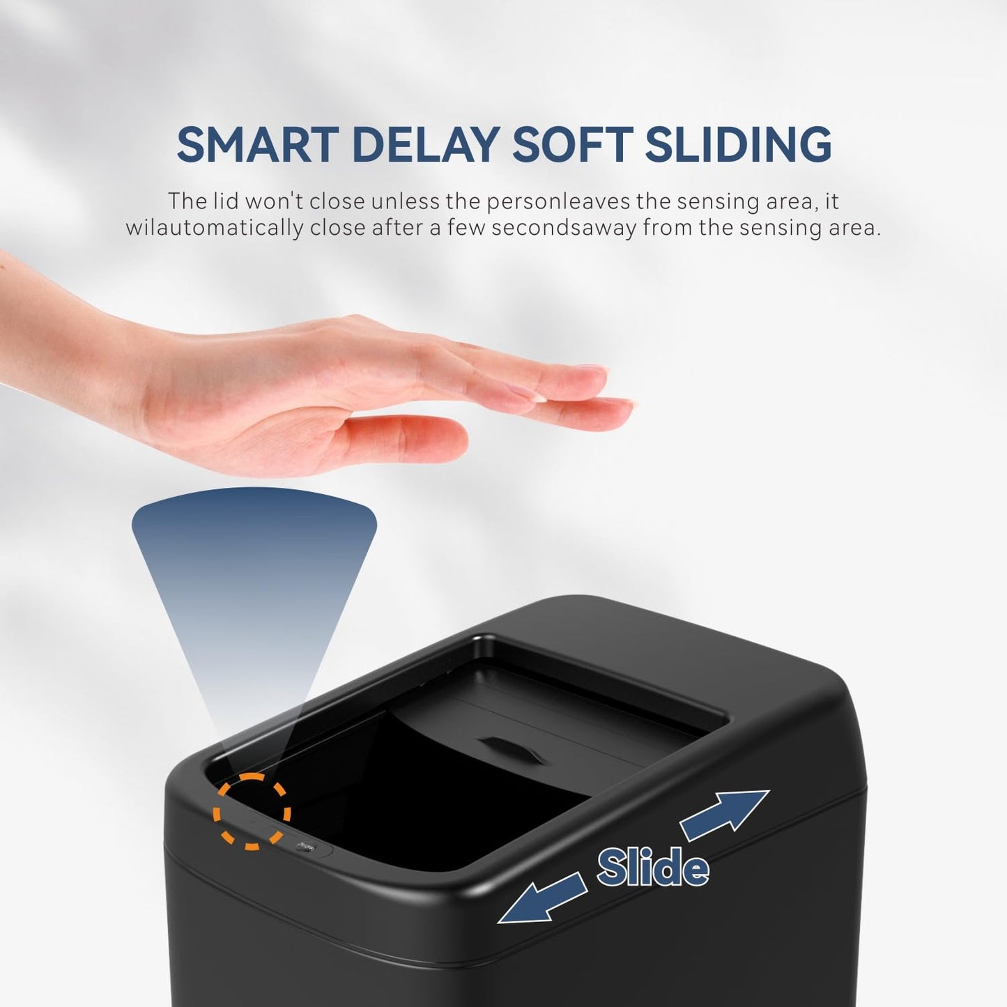 ELLO&ALLO Garbage Can Motion Sensor Trash Can 13 Gallon for Kitchen with Roll Up Lid, Automatic Touchless High-Capacity Black Waste Bin