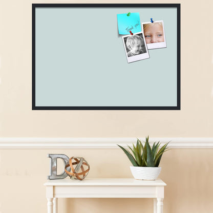 PinPix 40x28 Inch Cork Bulletin Board. This Decorative Framed Pin Board Comes with Soft Blue Design and a Satin Black Frame. Ideal for Home Office Decor or Message Board (PinPix-1814)