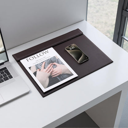 KINGFOM 18''x14'' Large Rectangle A3 Desk Writing & Drawing Desk Pad &Board Table Protector Mat with Paper Clip on Top Brown