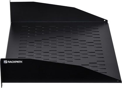 RackPath 2U Cantilever Universal Rack Shelf - 14in Deep – Rackmount Shelf for 19’’ AV/Network Equipment Racks – 55lbs Capacity - 2 Pack